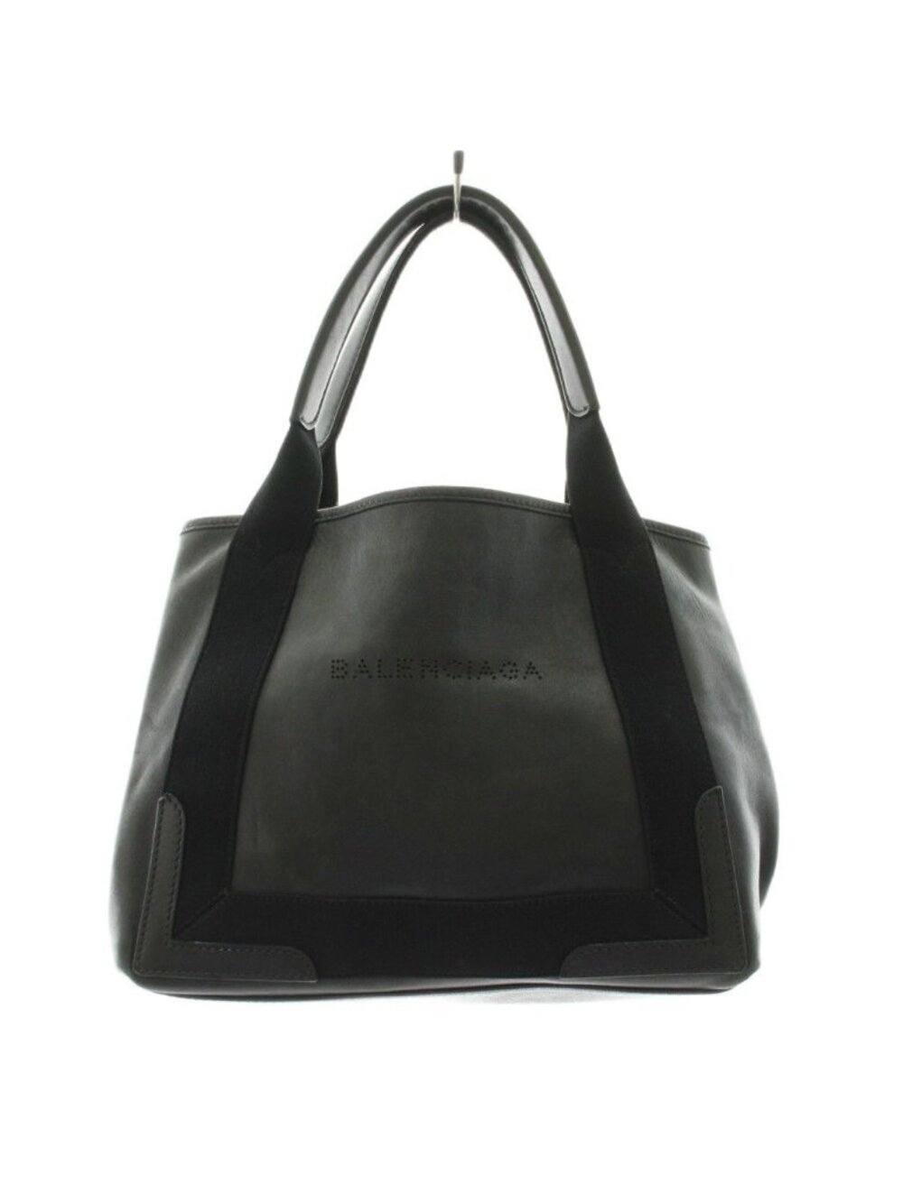 Balenciaga Navy Cabas Tote Bag Leather Logo Black